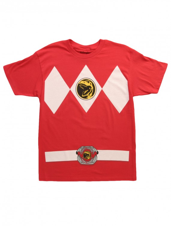 Red Power Ranger Costume T-Shirt, halloween costume (Red Power Ranger Costume T-Shirt)