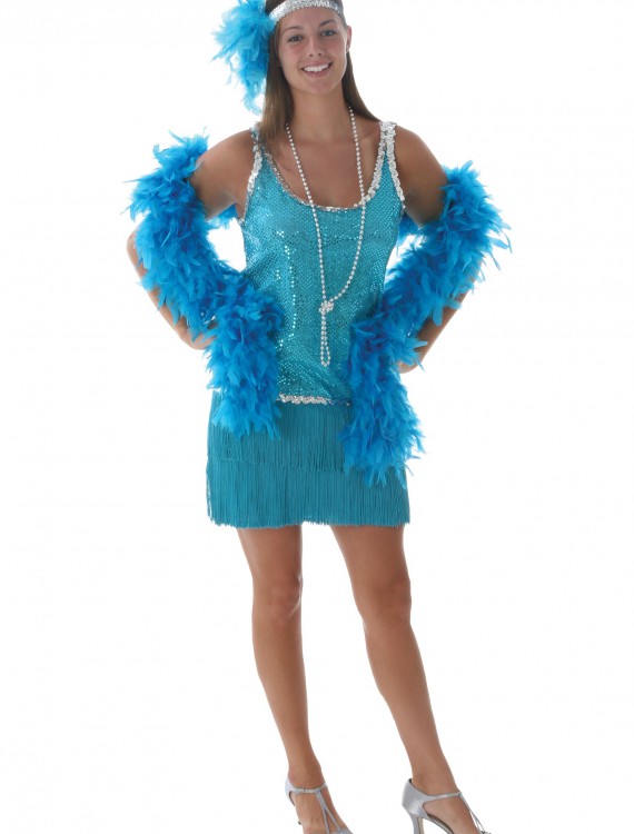 Sequin & Fringe Turquoise Flapper, halloween costume (Sequin & Fringe Turquoise Flapper)