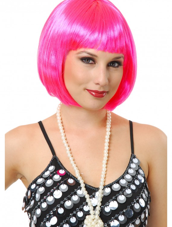 Short Bob Hot Pink Wig, halloween costume (Short Bob Hot Pink Wig)