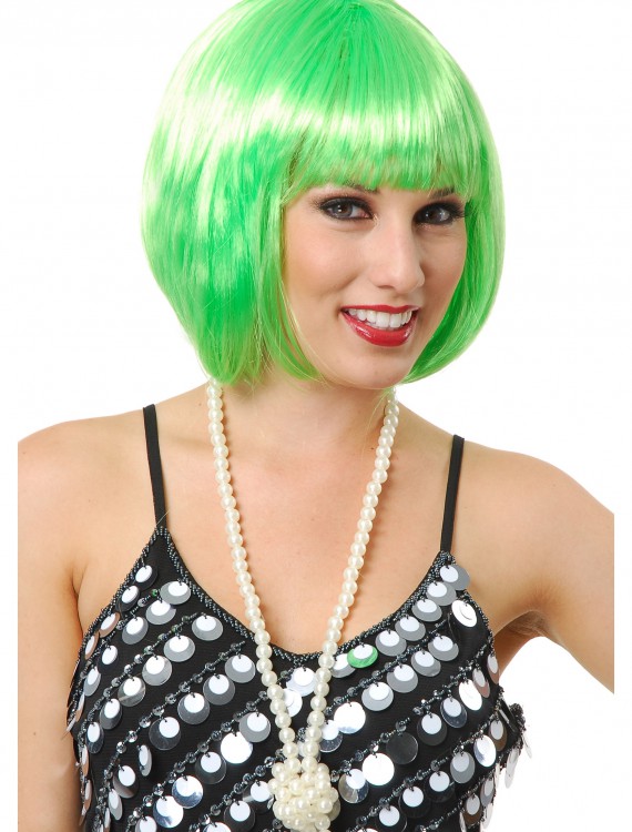 Short Bob Lime Green Wig, halloween costume (Short Bob Lime Green Wig)