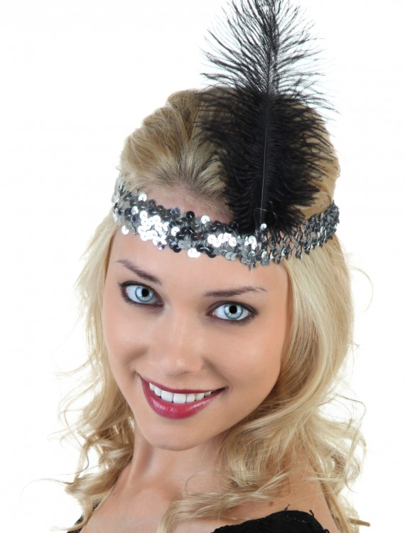 Silver and Black Flapper Headband, halloween costume (Silver and Black Flapper Headband)