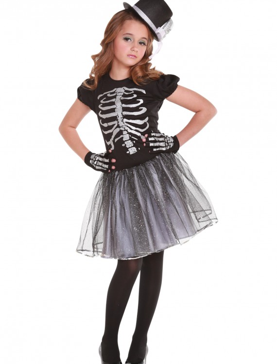 Girls Silver Skeleton Costume, halloween costume (Girls Silver Skeleton Costume)