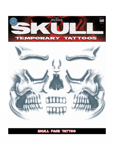 Skull Face Temporary Tattoo, halloween costume (Skull Face Temporary Tattoo)
