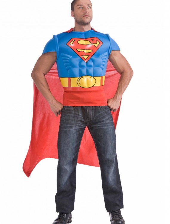 Superman Adult Muscle Chest Shirt, halloween costume (Superman Adult Muscle Chest Shirt)