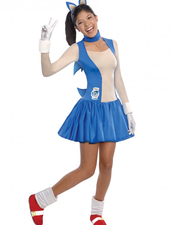 Teen Girls Sonic Dress Costume, halloween costume (Teen Girls Sonic Dress Costume)
