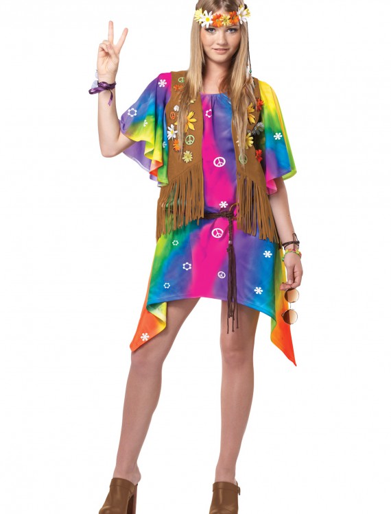 Teen Groovy Girl Hippie Costume, halloween costume (Teen Groovy Girl Hippie Costume)