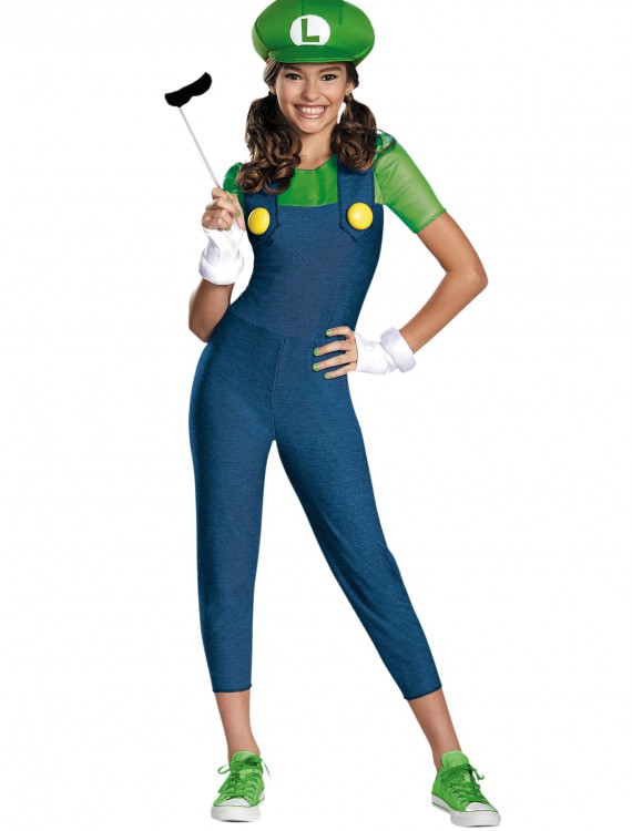 Tween Girls Luigi Costume, halloween costume (Tween Girls Luigi Costume)