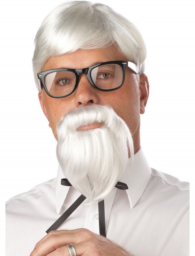 White Colonel Wig and Moustache, halloween costume (White Colonel Wig and Moustache)