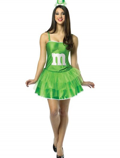 Womens M&M Green Party Dress, halloween costume (Womens M&M Green Party Dress)