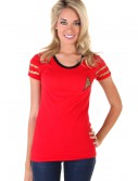Womens Star Trek Starfleet Red Costume T-Shirt, halloween costume (Womens Star Trek Starfleet Red Costume T-Shirt)